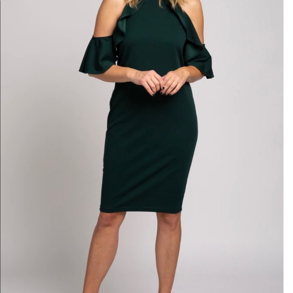 Blue cold shoulder dress